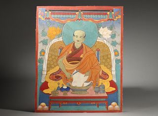 A Painted Thangka of Guru