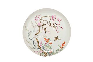 A Famille Rose Magpie and Prunus Plate