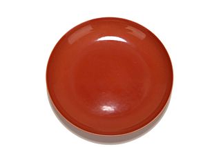 A Coral-Red Glaze Plate