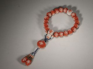 A 18 Coral and Pearl Beads Hand String