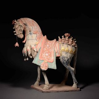 Tri-Colored Pottery Horses, Tang Dynasty,China