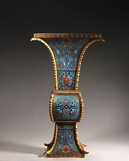 A Taotie Patterned Cloisonne Beaker Vase
