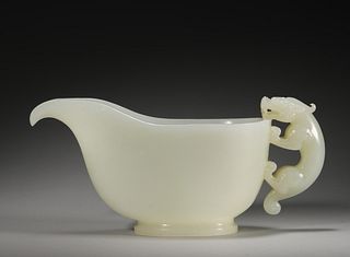 A White Jade Chilong-Eared Cup