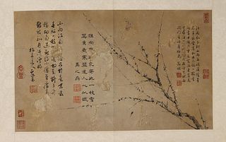 Attributed To Wang Mian, Chinese Plum Blossom Painting on Paper