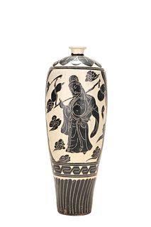 A Cizhou Kiln Figure Meiping Vase