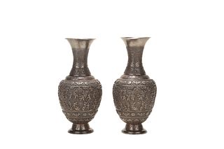 A Pair of Silver Vases