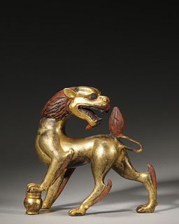 A Gilt Bronze Auspicious Beast