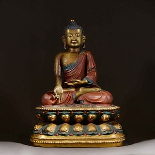 A Qing Dynasty Gilt-Bronze Statue of Bhaisajyaguru