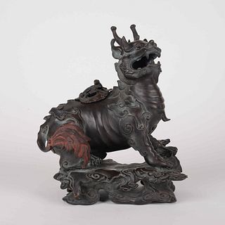 A Bronze Auspicious Beast Incense Burner