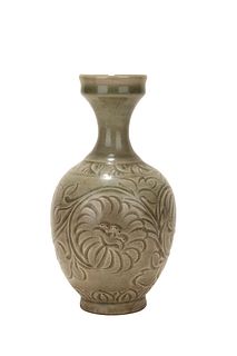 A Ming Dynasty Longquan Kiln Incised Bottle Vase