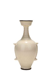A Ding Ware White-Glazed Incised Floral Silver Coating Vase