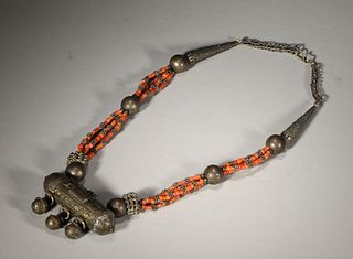 A Coral and Silver Necklace