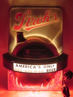 1960 Stroh's Beer "Fire Kettle" Lighted Motion Sign Detroit Michigan