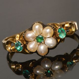VICTORIAN EMERALD AND PEARL RING