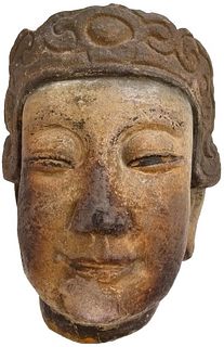 Old Carved Stone Buddha Head 