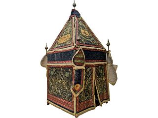 An Ottoman Metal Thread-Embroidered Mahmal Cover.

This Cover was Originally Commissioned during the Reign of Sultan Mahmud II (1808-1839) and Repurpo