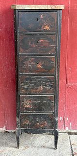 Asian Style Painted Tall Narrow Chest