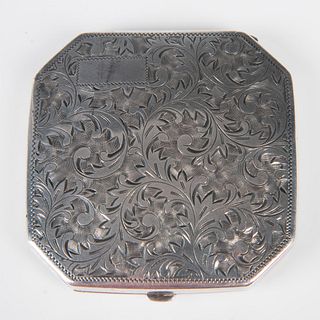 Sterling Silver Engraved Compact Case