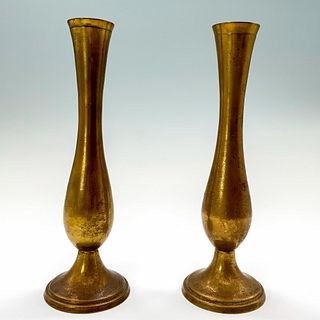 Pair of Slender Brass Vases