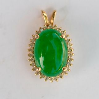 Vintage Chinese Jadeite and 14K Gold Pendant