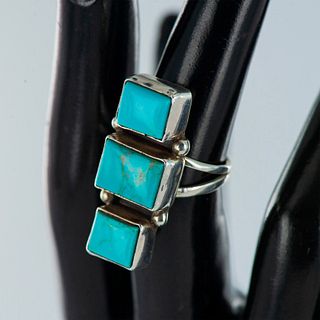 Navajo Native American Sterling Silver and Turquoise Ring