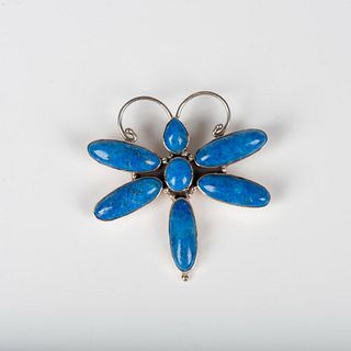 Navajo E. Endito Sterling Silver Lapis Lazuli Dragonfly Pin