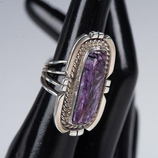 Beautiful Native American Sterling Silver & Charoite Ring