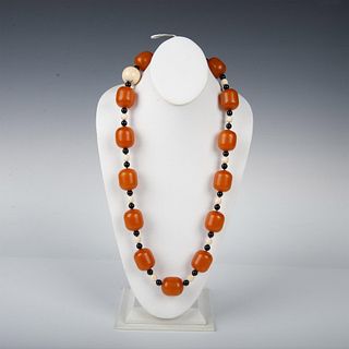 Vintage Amber Bakelite Beaded Necklace