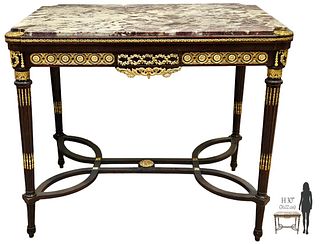19th C. French Bronze Mounted Top Marble Center Table