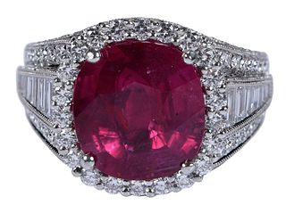 Natural Ruby and Diamond Ring - GIA 