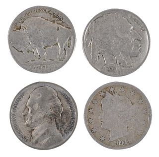 Group of Nickels: Liberty, Buffalo, Wartime Jefferson 
