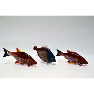 Murano Glass Miniature Tropical Fish, Vintage, 3 Pcs