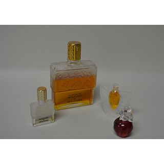 Perfume Bottles, Crystal Molinard De Molinard, Lalique Crystal & Cartier Collection, Vintage, 4 Pcs