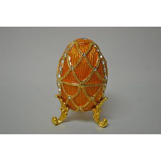 Gold Enamel Egg Musical Jewelry Box