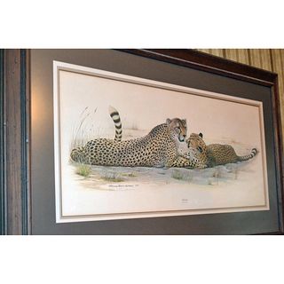 Richard Evans Younger "The Cheetah" Print, 1972, Pencil Signed, Framed.