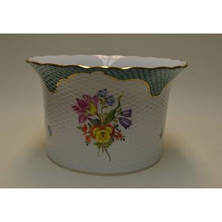 Herend Porcelain Cache Pot, Signed By Artist Fuit Hanianna