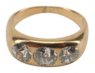 ESTATE 14KT YELLOW GOLD & 1.67CTTW OLD EUROPEAN CUT DIAMOND RING