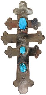 SILVER TONE & TURQUOISE CROSS