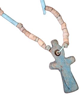 FAIENCE BEADED NECKLACE WITH CROSS