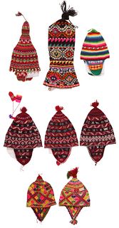 A Group of Eight Peruvian Knitted Hats
