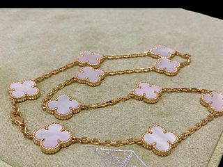 Van Cleef & Arpels Vintage Alhambra Necklace 10 Motifs 18K Yellow Gold & Mother-of-Pearl