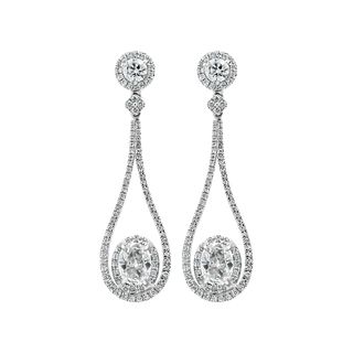 Drop Earrings with Oval Diamonds 18K White Gold
