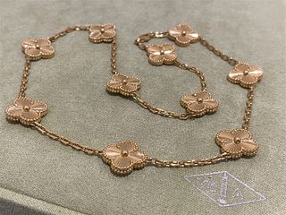 Van Cleef & Arpels Vintage Alhambra Necklace 10 Motifs 18K Yellow Gold