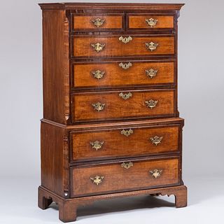 George III Oak and Mahogany Chest-on-Chest