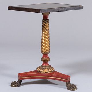 Regency Style Rosewood Painted and Parcel-Gilt Pedestal Table