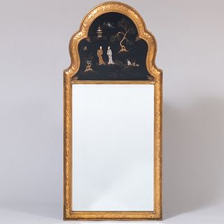 George I Style Black Japanned and Parcel-Gilt Mirror