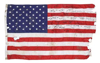 9/11 FLAG FIRST RESPONDERS SIGNED  AT WORLD TRADE CENTER