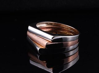 Modern White and Rose gold colors combination ring