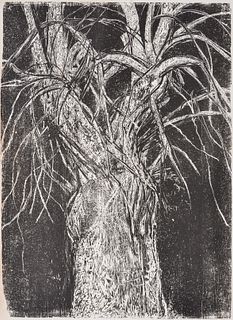 Large Jim Dine BIG BLACK & WHITE TREE Woodcut, 57"H