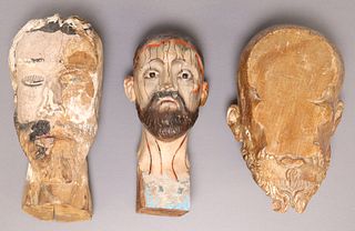 (3) COLLECTION OF CARVED SANTO HEADS